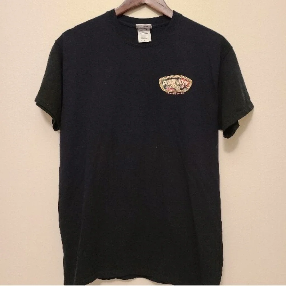 Ron Jon Surf Shop Men T-Shirt Med Black Logo Orange Beach Short Sleeve Crew Neck